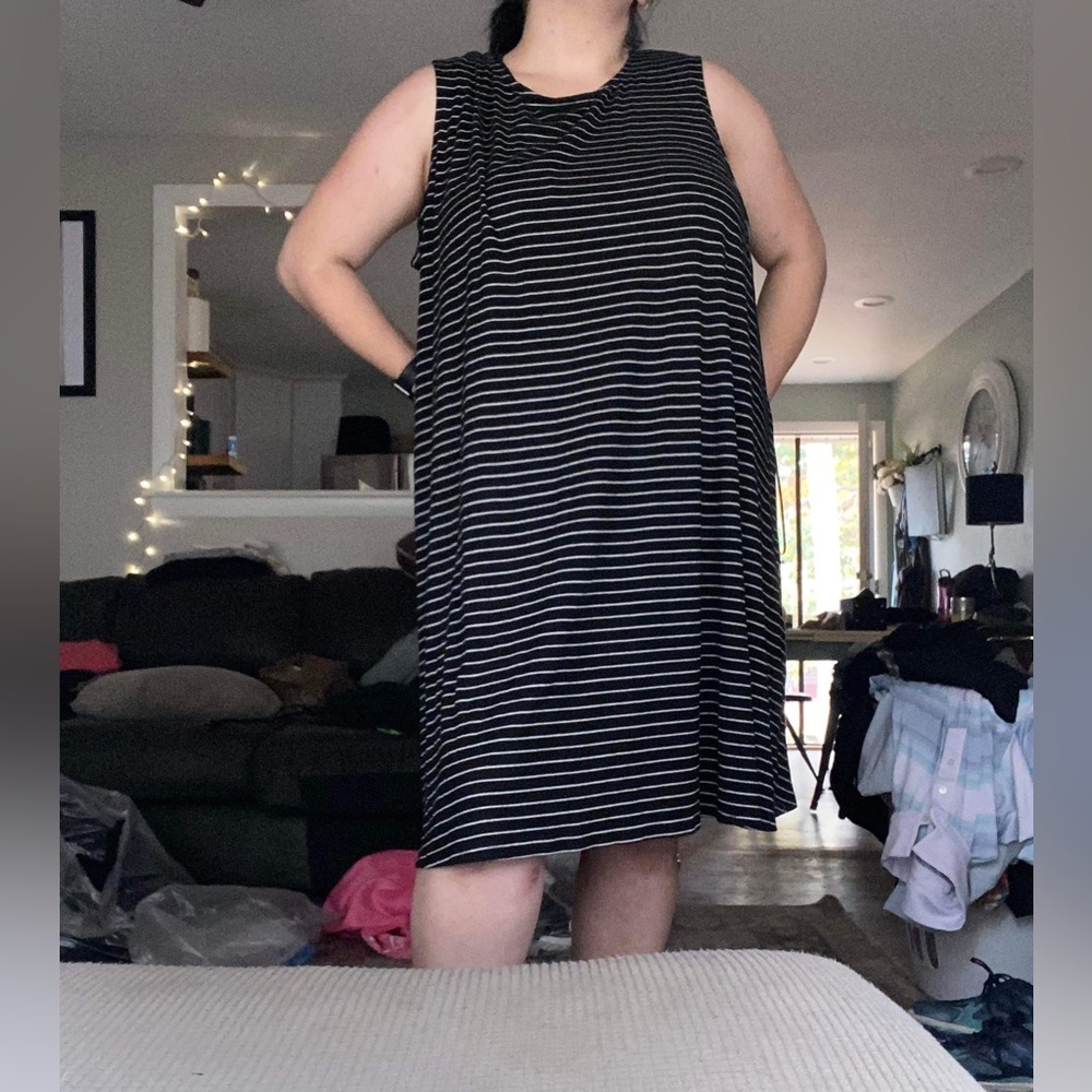 EVRI Womens 4x Black and White Swing Dress Extra Soft